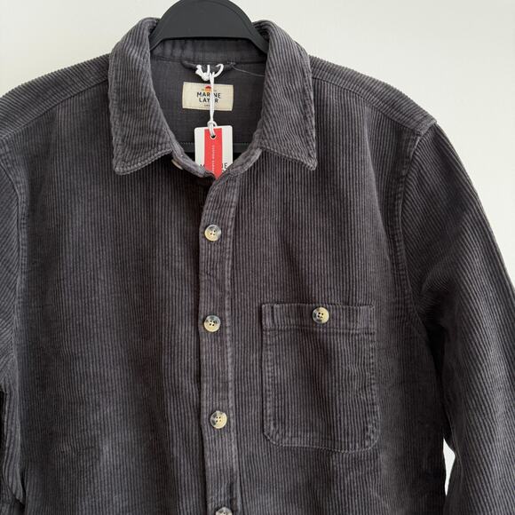Marine Layer Shirt Mens Small Gray Max Broken In Corduroy Overshirt Shacket Gorp - Picture 2 of 12